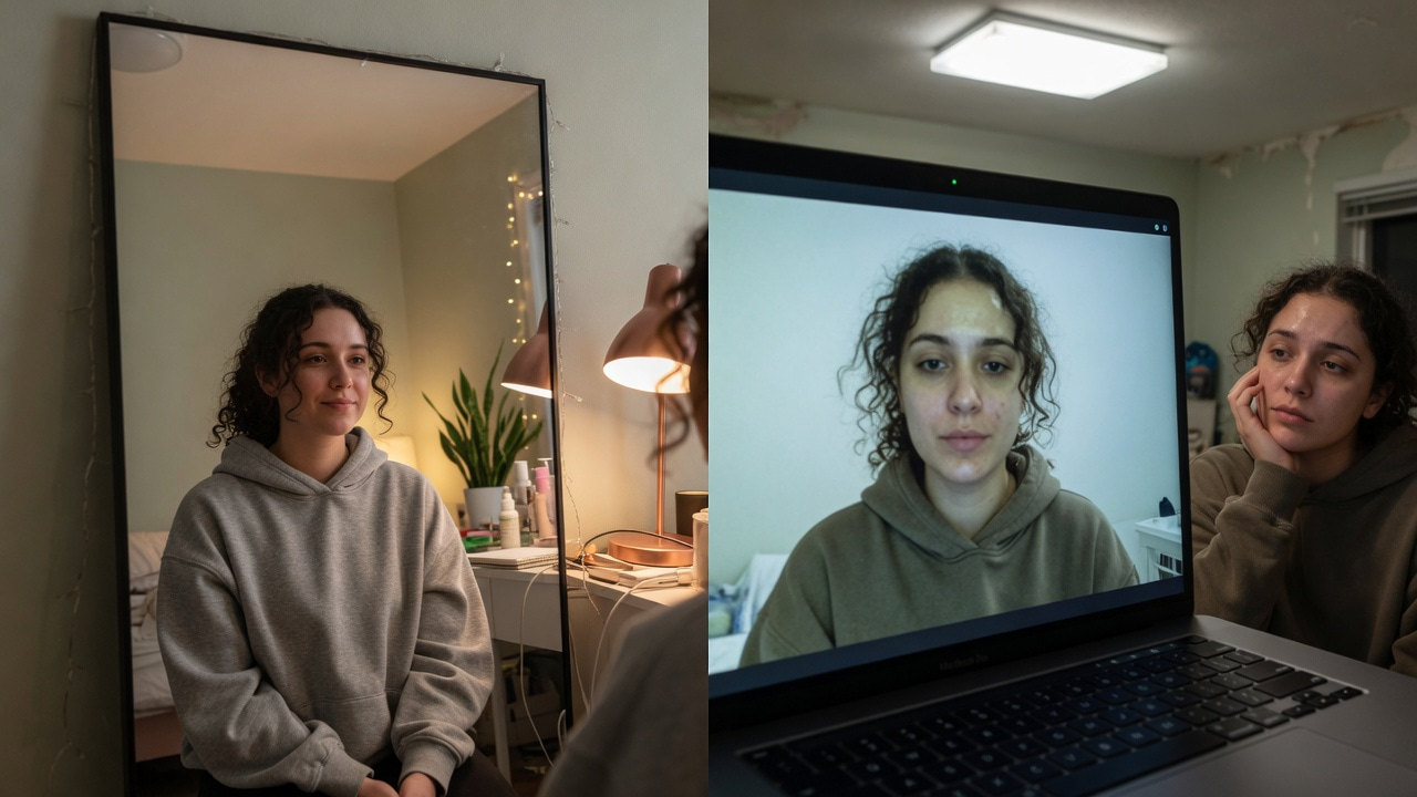 Mirror versus webcam: why the camera makes you look worse than real life