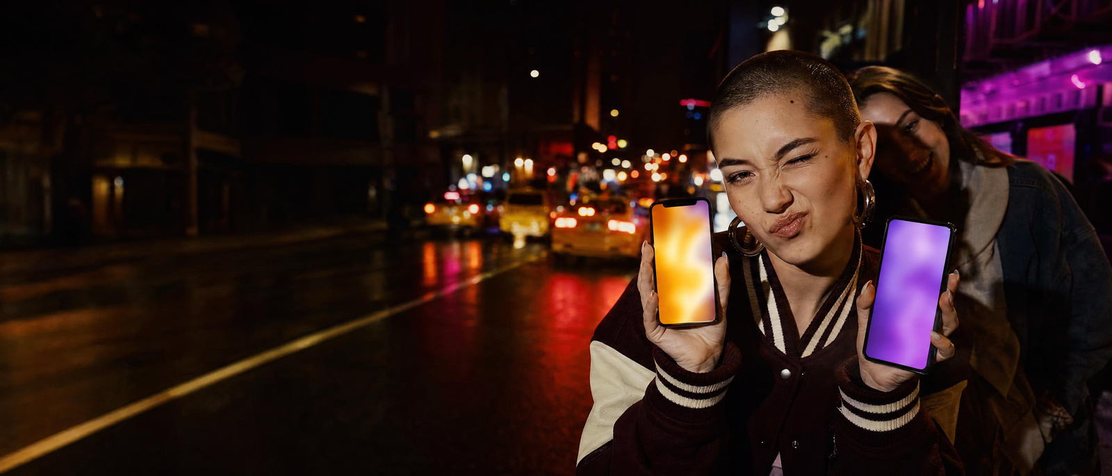 Illustration: two phones held up side by side to compare