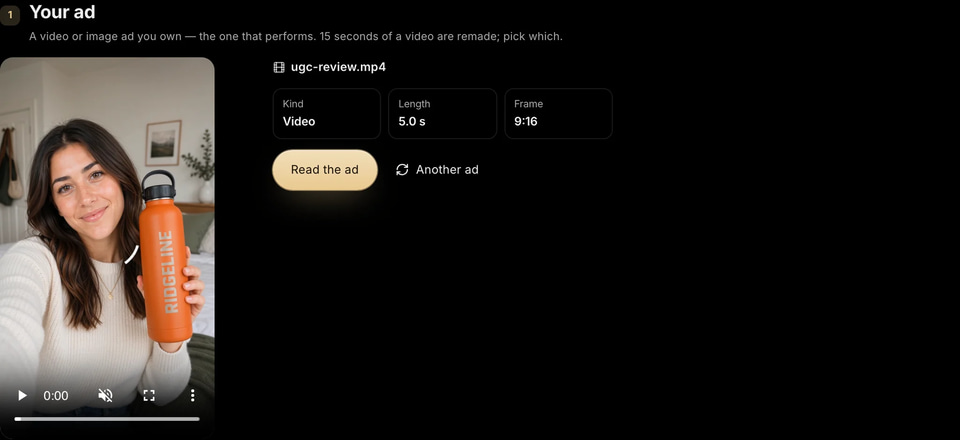 Ad Remakes: Upload your ad (screen)