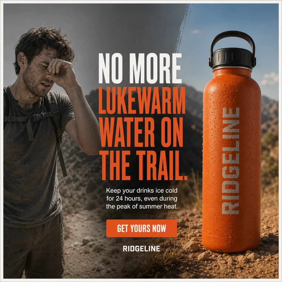 Ridgeline ad, Problem → solution: “No more lukewarm water on the trail.” (made in Marketing Brand Studio)