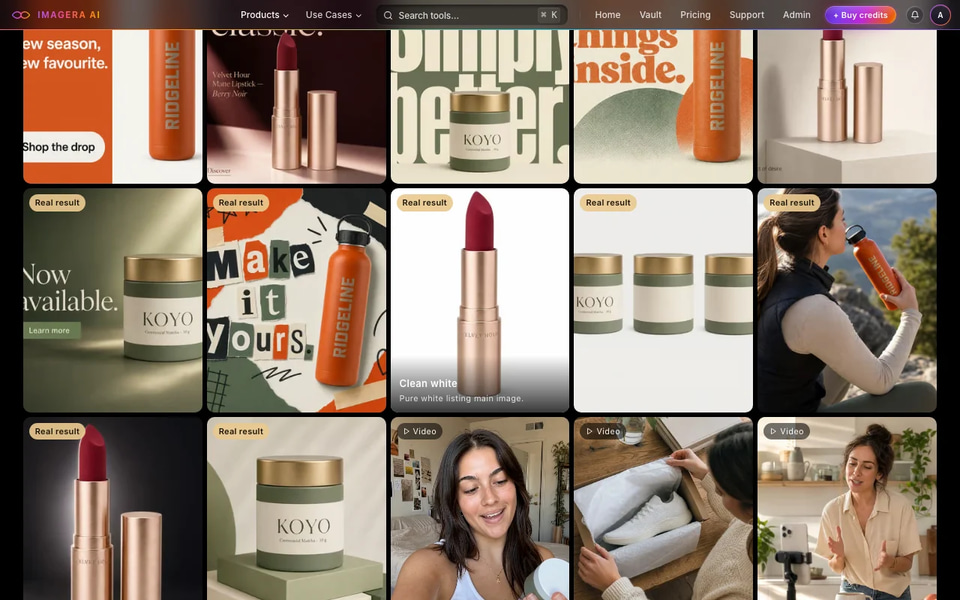Marketing Studio template gallery with real results (screenshot)