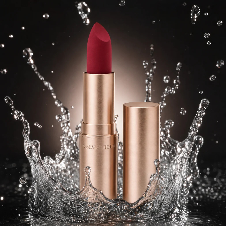 Water splash — made in Marketing Studio on Velvet Hour Matte Lipstick — Berry Noir