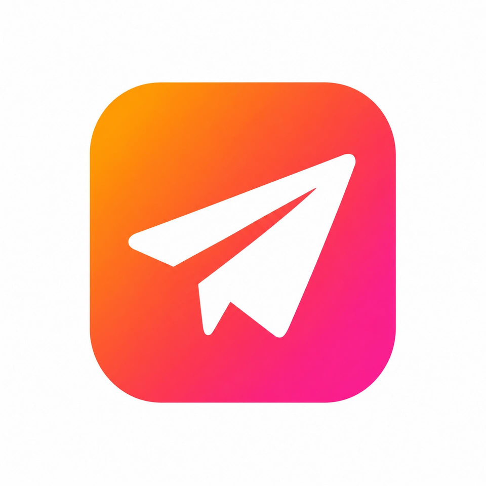 Before: Flat app-icon mark: a white paper plane on an orange-to-pink gradient rounded square — favicon set