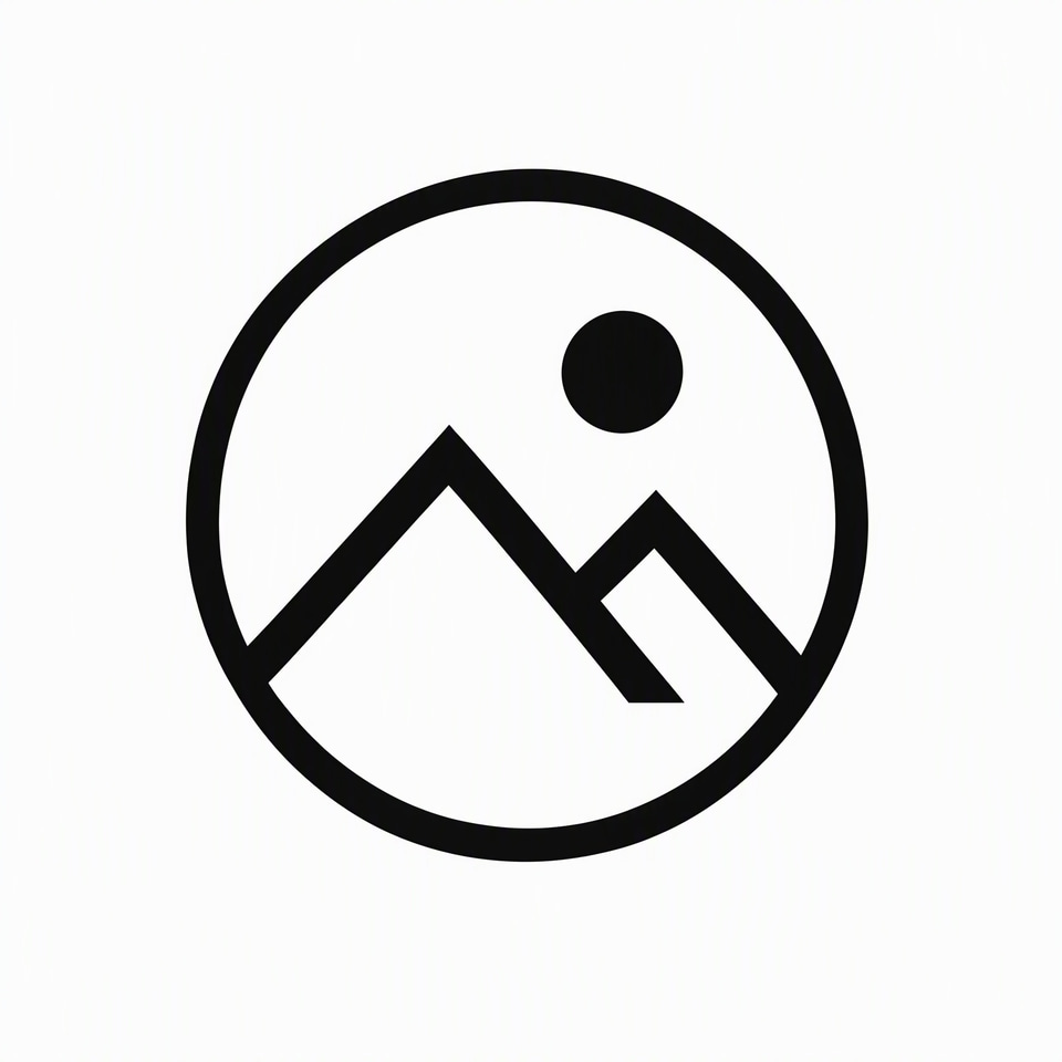 Before: Minimal black mountain-and-sun emblem on a white background — favicon set