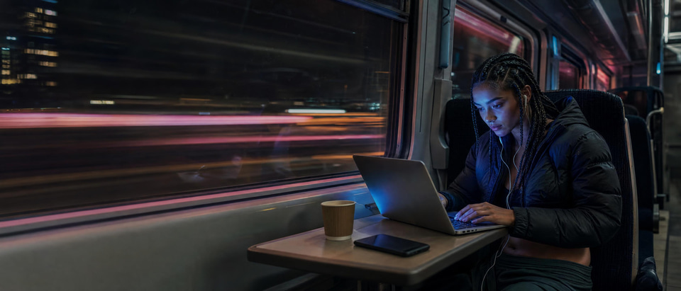 Illustration: coding on a night train