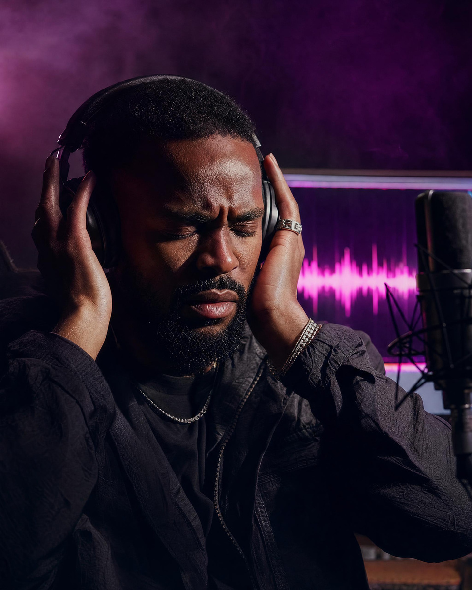 A producer listening for the fake