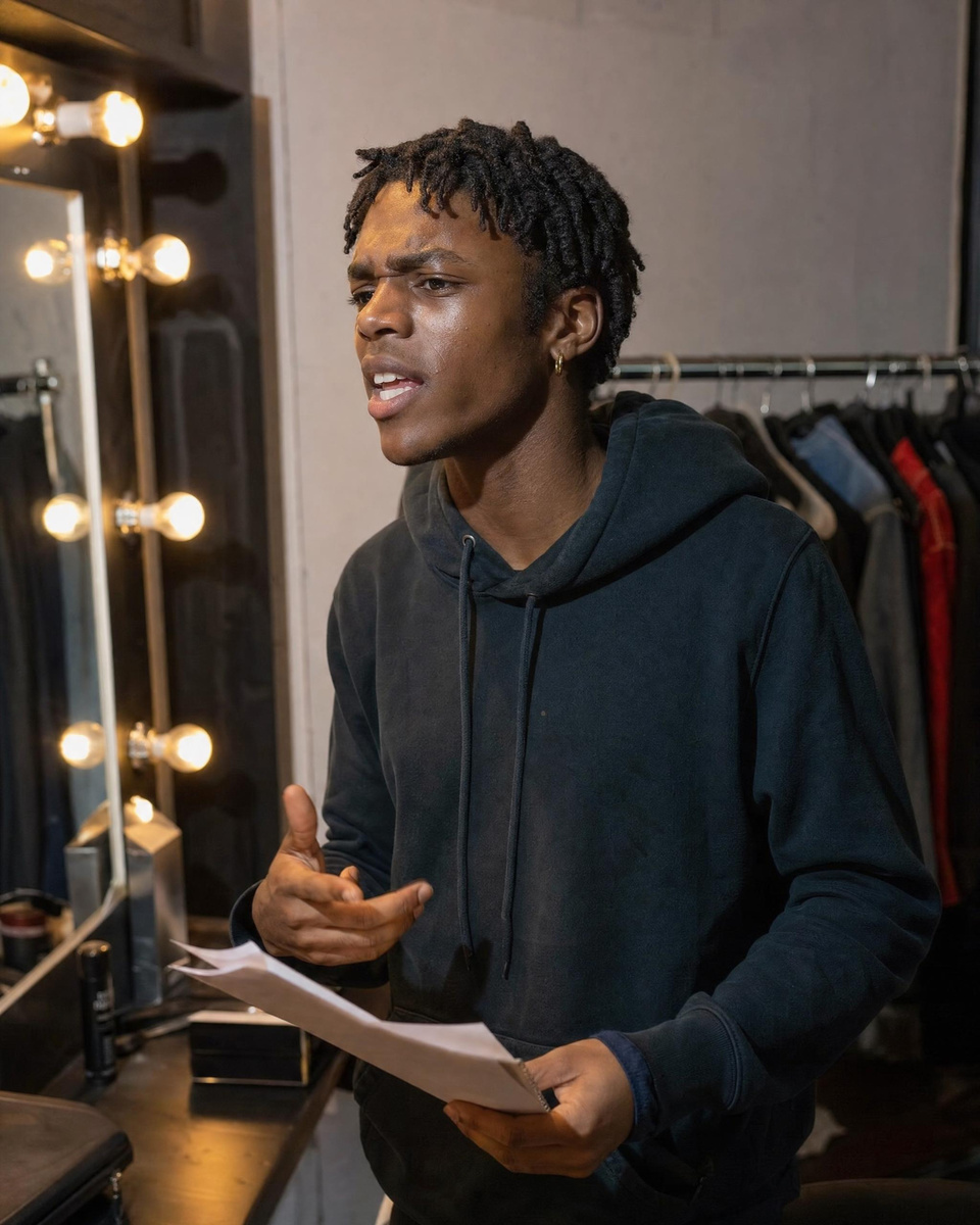 Illustration: an actor rehearsing a scene