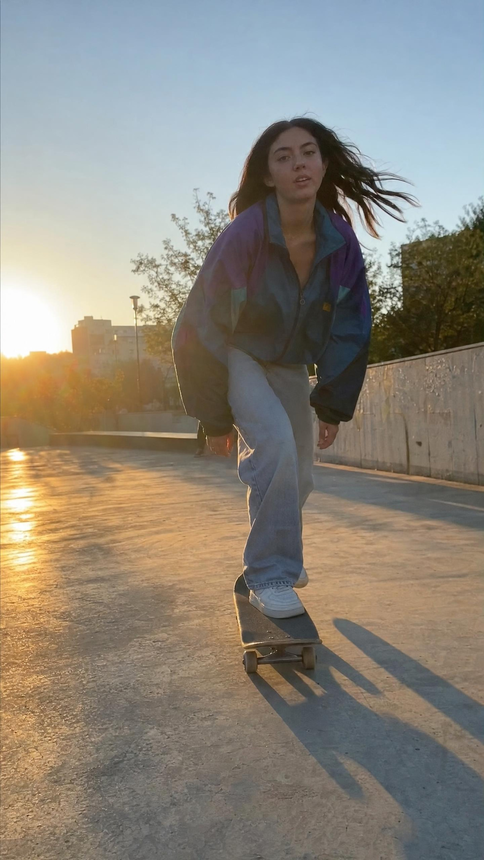 Illustration: a skate clip at golden hour