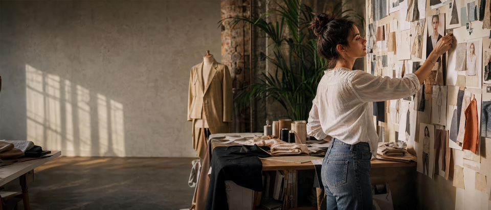 A creator sketching a character's look